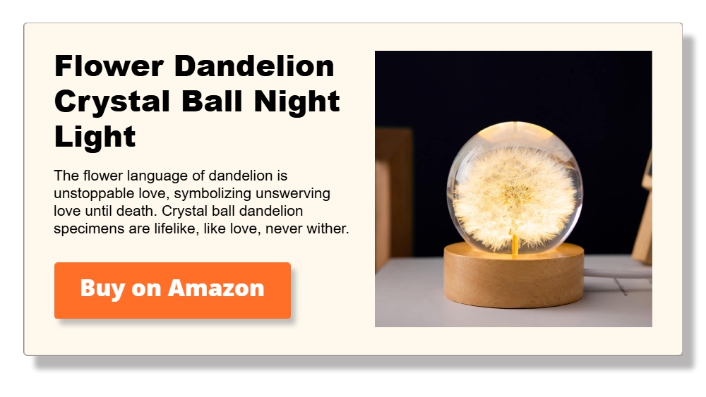 Flower Dandelion Crystal Ball Night Light