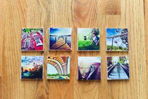 An image of a photo transferred onto canvas.