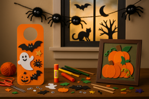 An image of various Halloween decoration kraft projects.