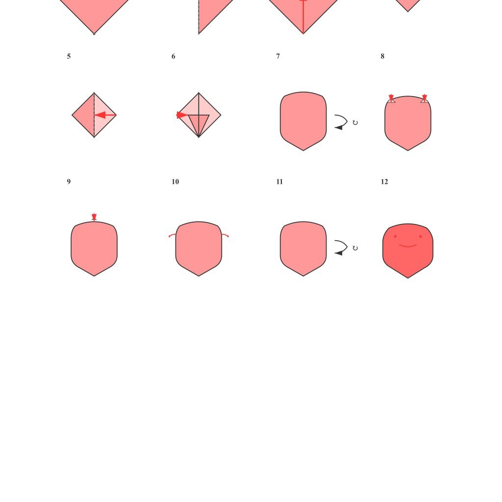 Origami heart instruction.