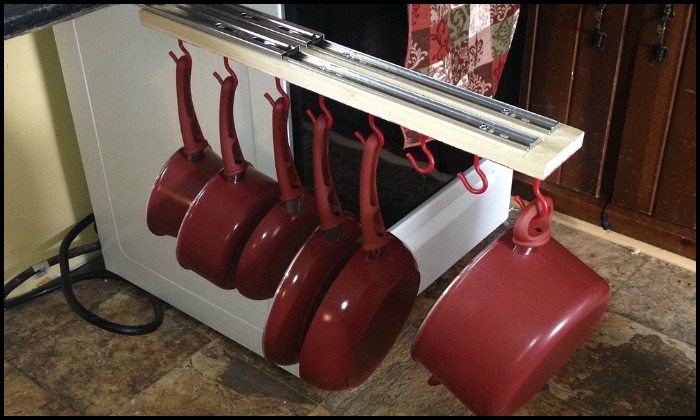 DIY Sliding Pots and Pans Rack