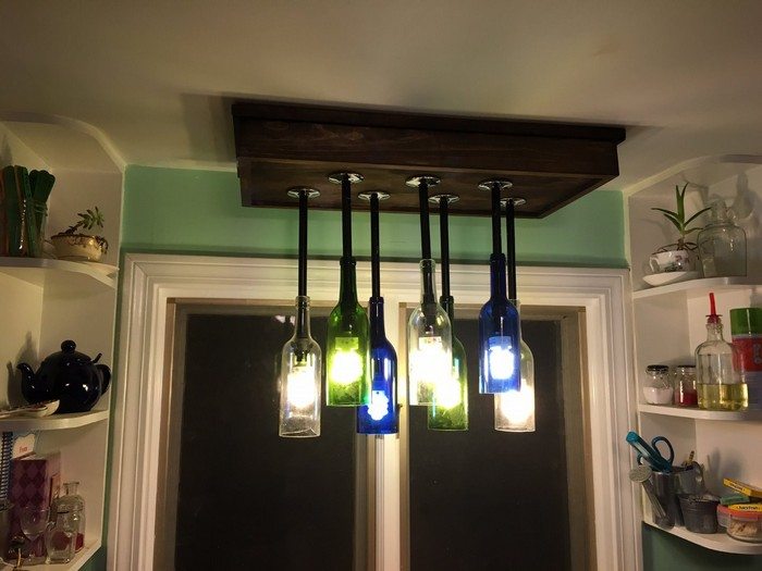 DIY Wine Bottle Chandelier