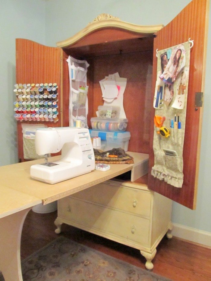French Armoire Sewing Cabinet