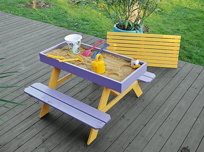 Kids Picnic Table with Sandbox