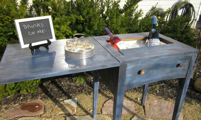 Old Sewing Table Drink Station