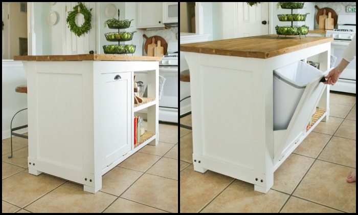 Kitchen Island with Trash Storage