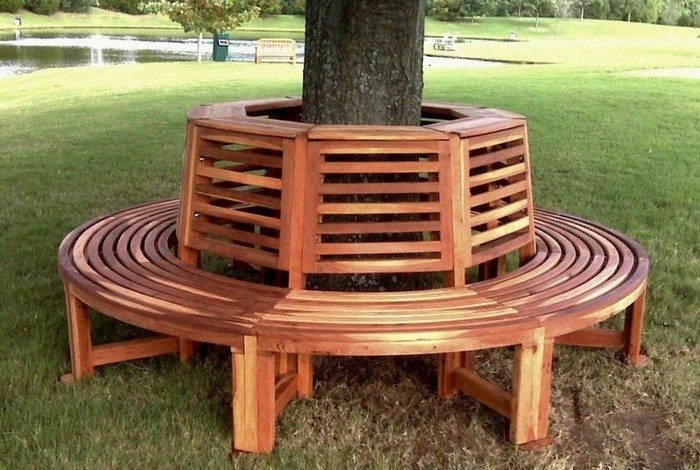 Bench Around a Tree from Kitchen Chairs