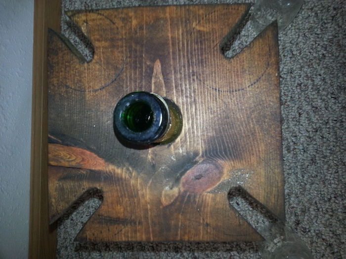 DIY wine bottle and glass holder