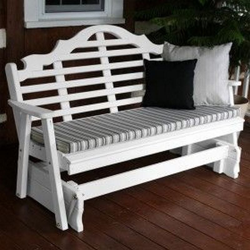 an image of a glider swing painted white