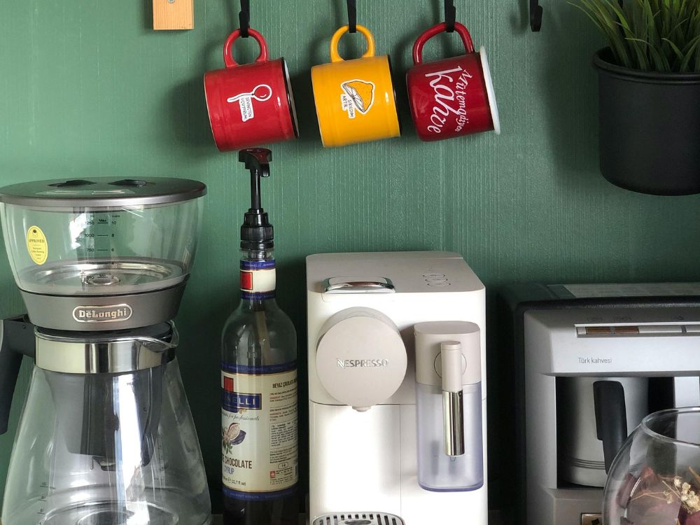 An image of a coffee bar station with various appliances.