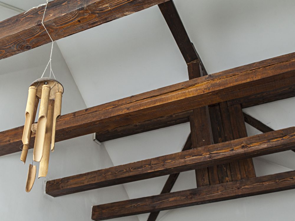An image of DIY faux wood beams.