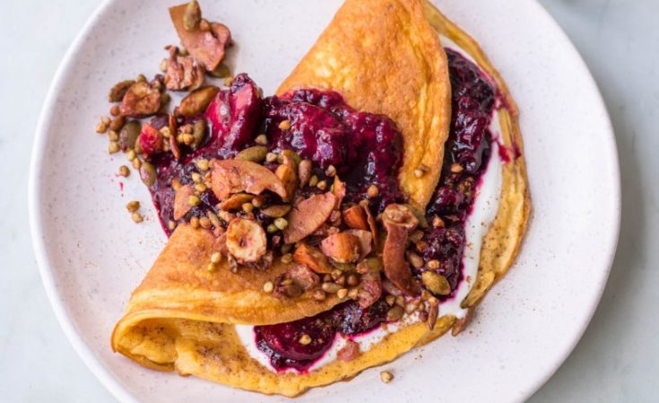 Sweet Cinnamon Omelette Stuffed with Berries