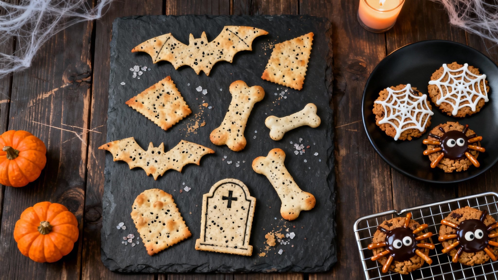 An image of Halloween themed cookies and crackers.