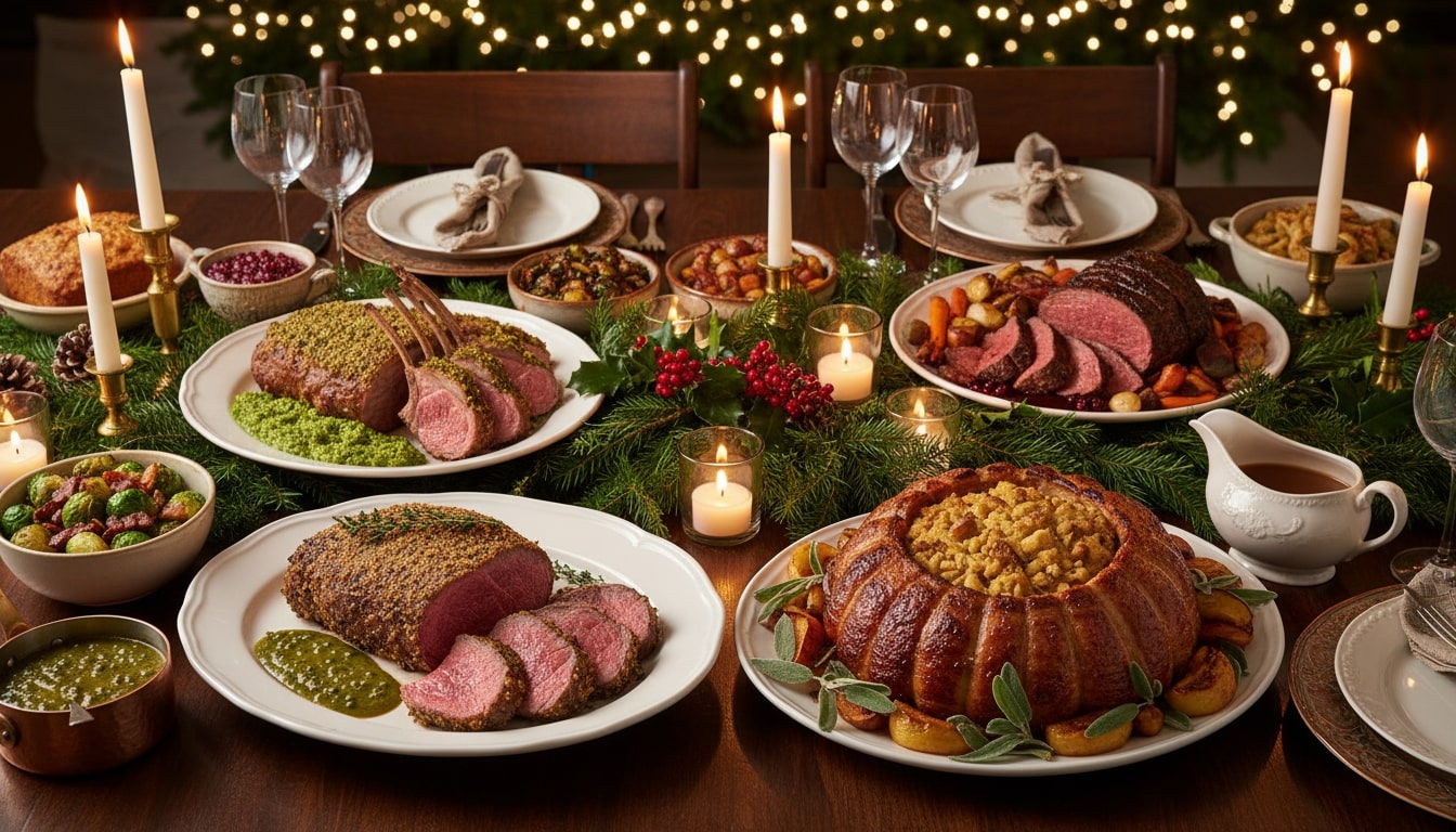 An image of classic entrees for Christmas.