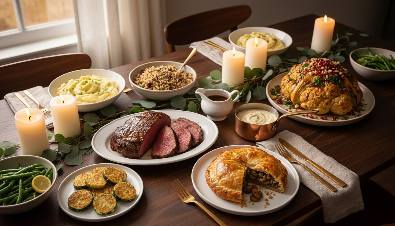 An image of special-diet entrees for Christmas dinner.