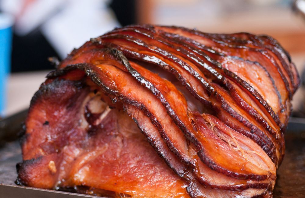 an image of a roasted honey glazed hame.