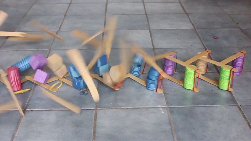 Chain reaction popsicle stick bombs