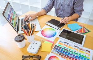 An image of an artist using Google Drawings for their work.