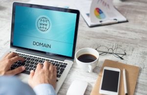 An image of a person looking up a domain for an article about cheap domains for new business.
