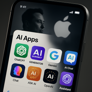 An image of a phone with various AI Apps icon.