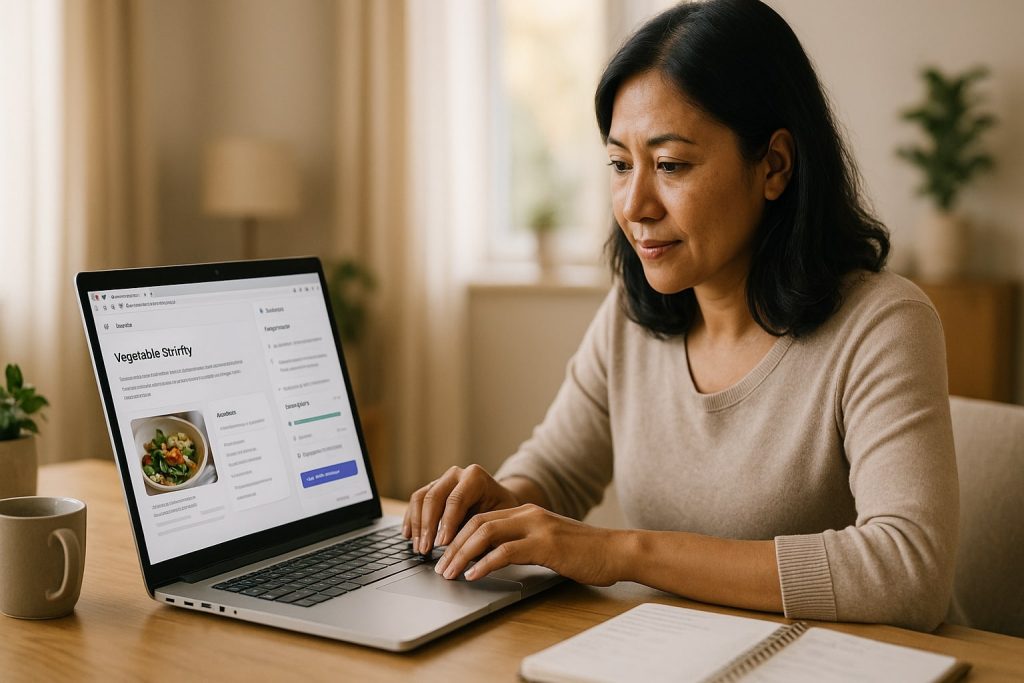 an image of a woman using ChatGPT Atlas browser.