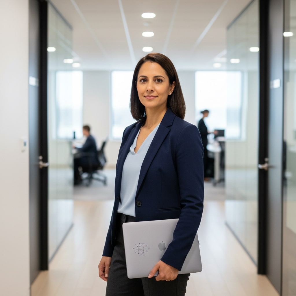 An image of a woman hired for the AI tech force.