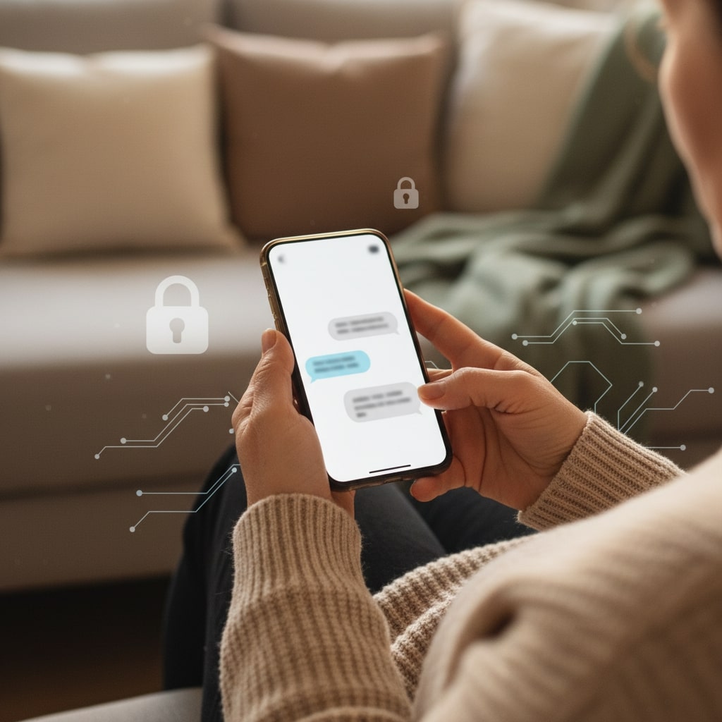 An image of a person talking to AI for emotional support.