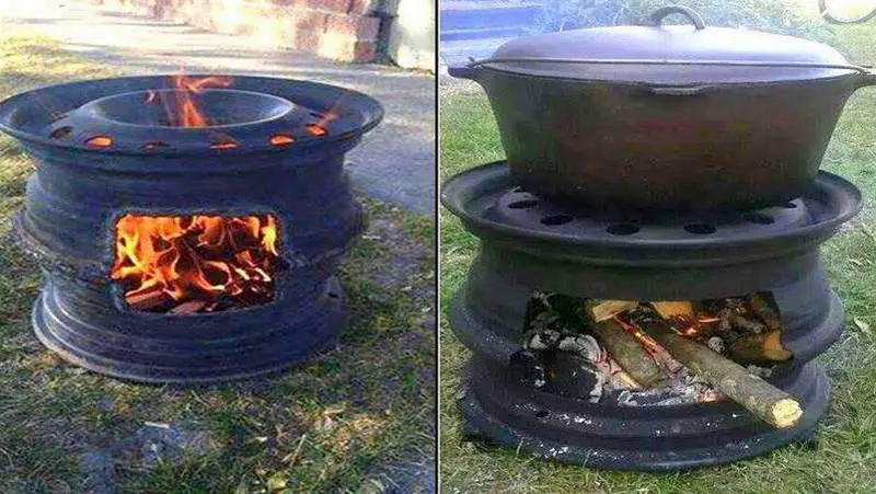 Recycled Tire Rim Bbq And Fire Pit, Tire Rim Fire Pit