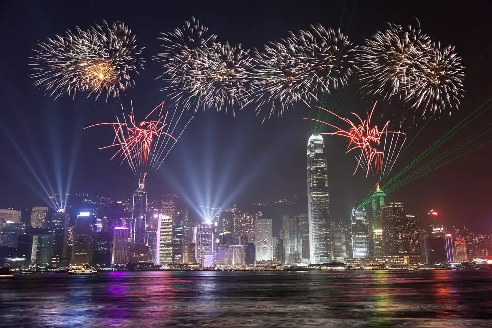 Hong Kong celebrates after winning the title of the world's most expensive city :)))