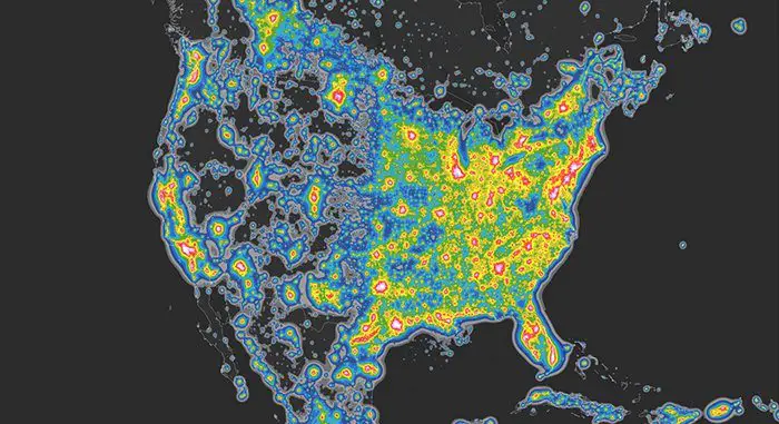 This image shows the extraordinary extent of light pollution in the USA. It's stretches way beyond the cities.
