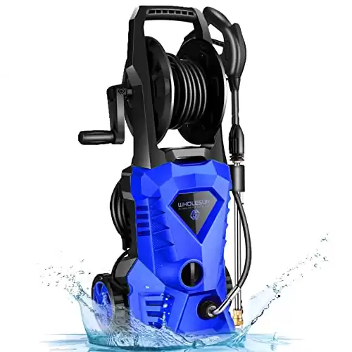 WHOLESUN 3000PSI Electric Pressure Washer 2.4GPM 1600W Power Washer with Hose Reel and Brush