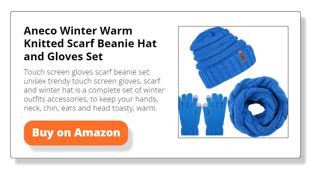 Aneco Winter Warm Knitted Scarf Beanie Hat and Gloves Set