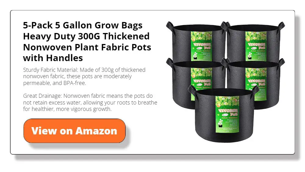 5-Pack 5 Gallon Grow Bags Heavy Duty 300G Thickened Nonwoven Plant Fabric Pots with Handles