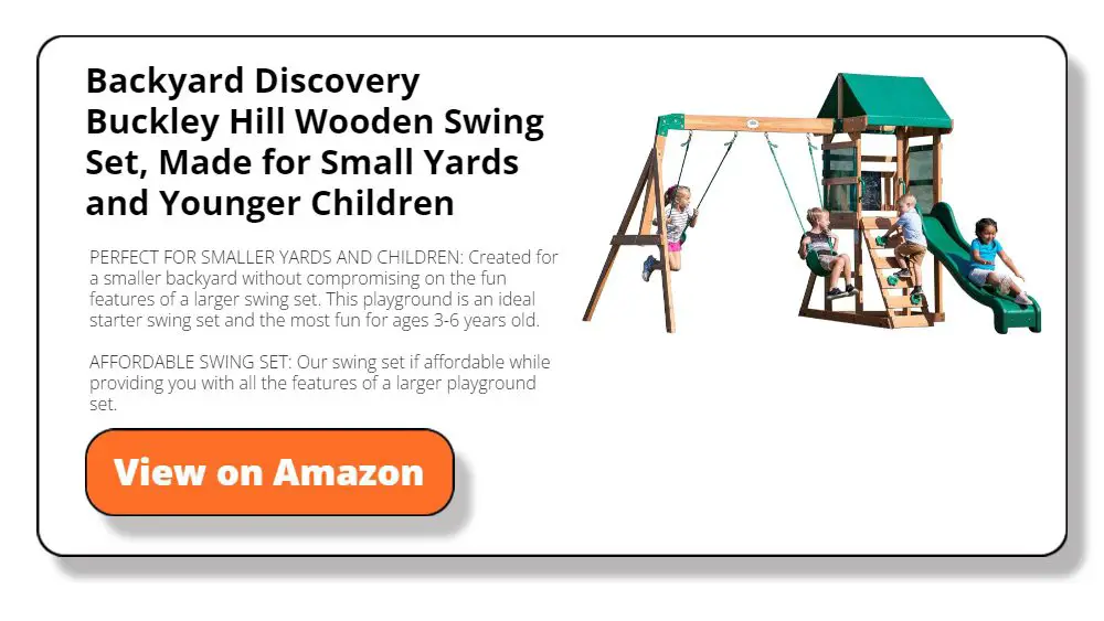 Backyard Discovery Buckley Hill Wooden Swing Set, Made for Small Yards and Younger Children