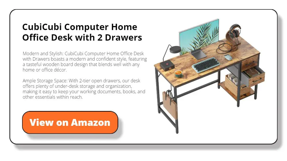 CubiCubi Computer Home Office Desk with 2 Drawers
