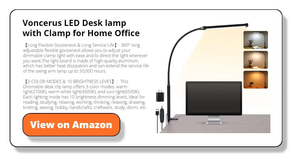 Voncerus LED Desk lamp with Clamp for Home Office