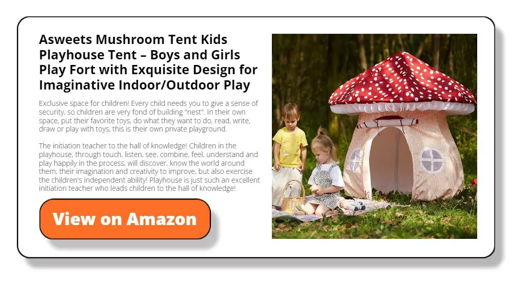 Asweets Mushroom Tent Kids Playhouse Tent – Boys and Girls Play Fort with Exquisite Design for Imaginative Indoor/Outdoor Play