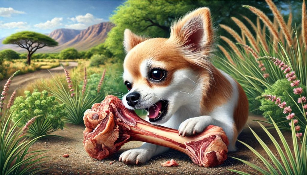 An image of a dog biting into a bone for an article about "bite force"