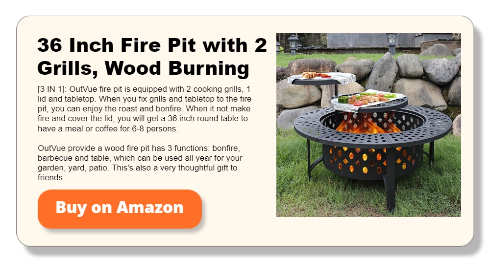 36 Inch Fire Pit with 2 Grills, Wood Burning