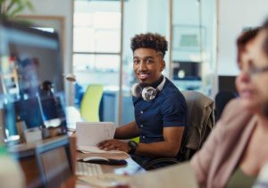 An image of a Gen Z employee for an article about Gen Z career development.
