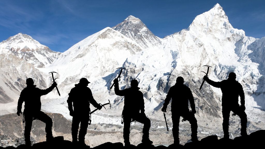 An image of mount Everest climbers