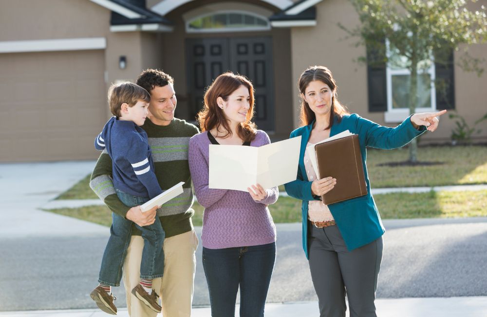 An image of a family going on a house hunt.