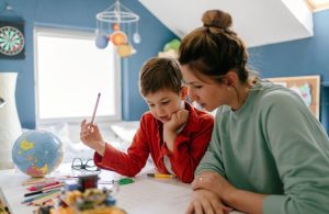 An image of a kid going through a homeschool co op program.