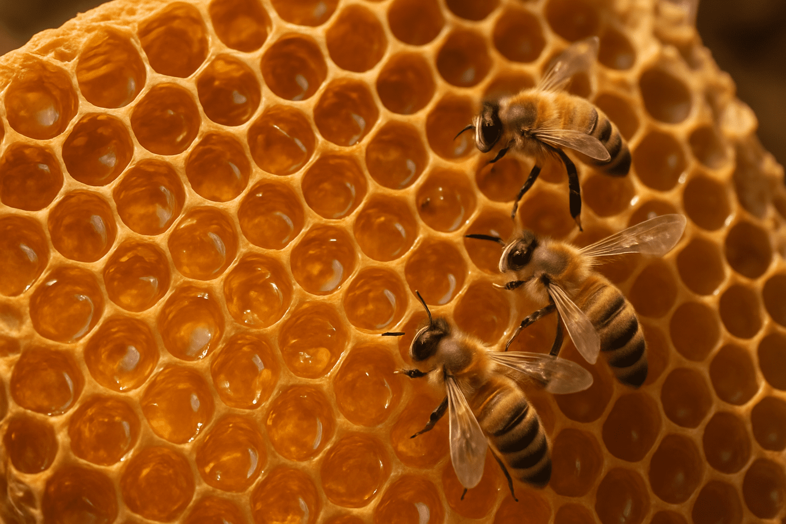 An image of bees making honey. 
