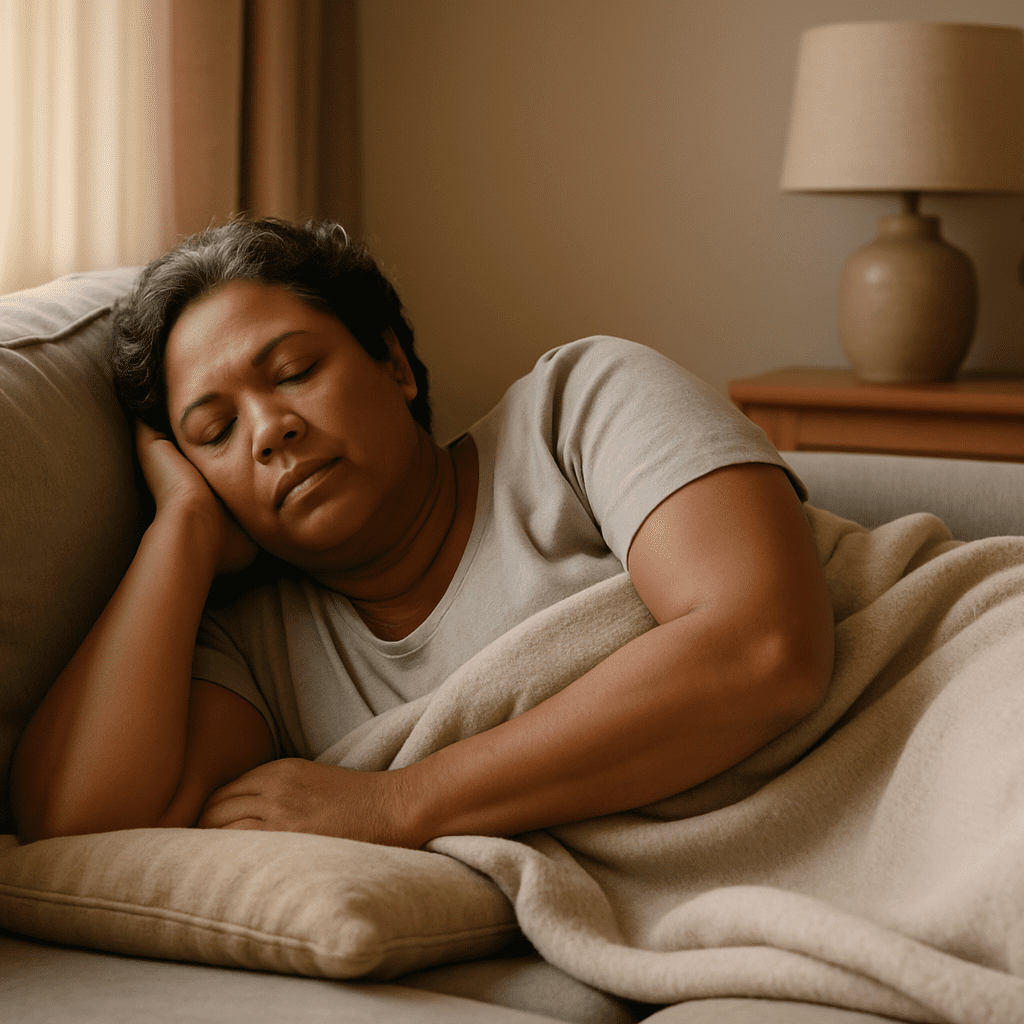 An image of a woman taking a power nap.