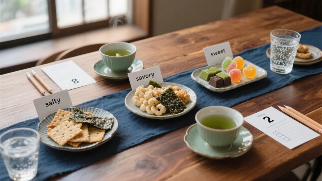 An image of various Japanese snacks.