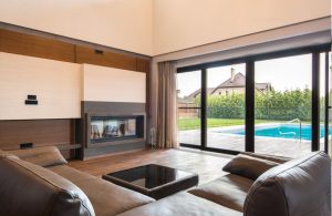 An image of a living room secured by the right sliding door lock.