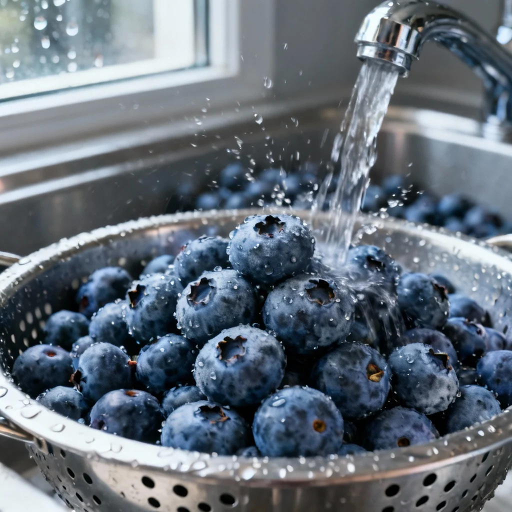 An image of blueberries getting washed.