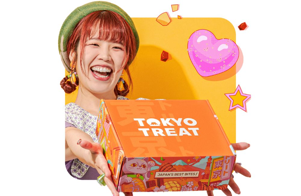 An image of a girl holding out a Tokyo Treat box.