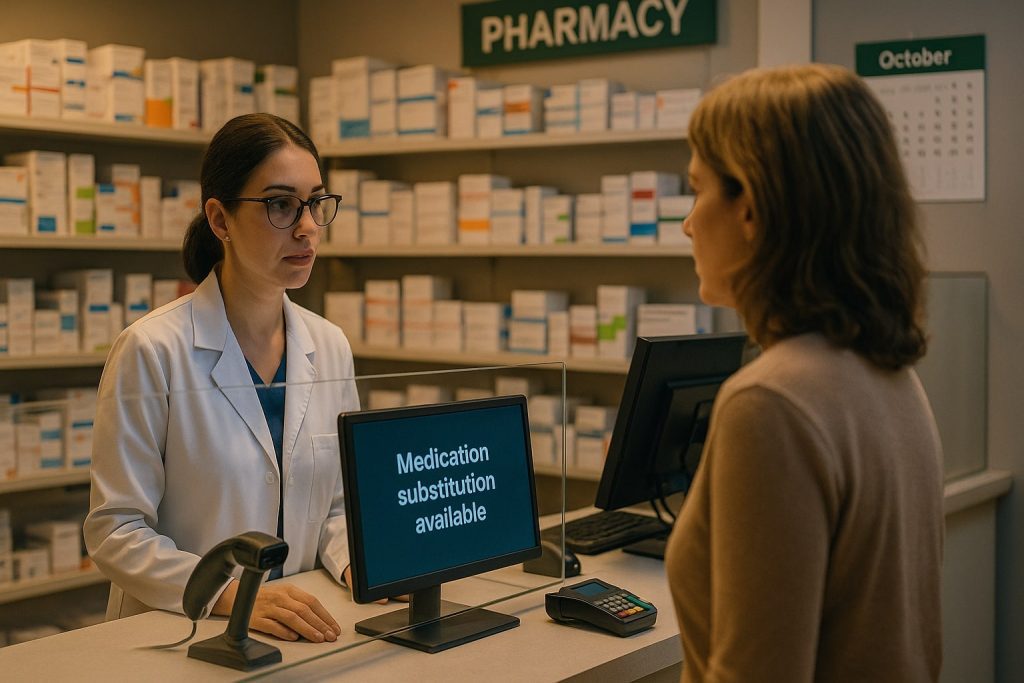 An image of a woman filling her prscription.